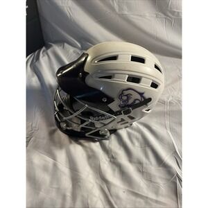 Riddell Lacrosse Helmet White Purple Wildcat Mascot Large L Vented Cage Mask